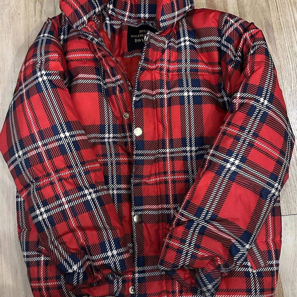 Mini Rodini plaid K2 Parka 128/134 7-9 Yr red